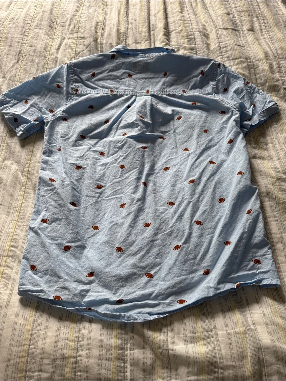 The Children's Place Light Blue Button-Down Shirt with Football Print